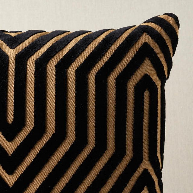 This pillow features Vanderbilt Velvet by Mary McDonald for Schumacher with a knife edge finish. A large-scale, linear...