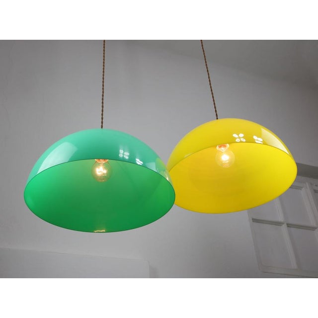Mid-Century Italian Brass and Acrylic Glass Pendant Lamp For Sale - Image 13 of 18