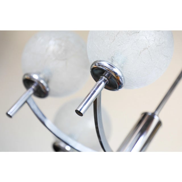 Metal Vintage German Chrome and Glass Chandelier, 1970s For Sale - Image 7 of 13
