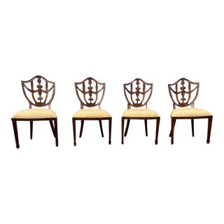 Late 20th Century Maitland-Smith Set of Four Mahogany Hepplewhite Style Dining Side Chairs For Sale