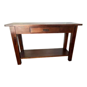 Customized Art & Craft Style Solid Walnut Mixed Rosewood Console Table.