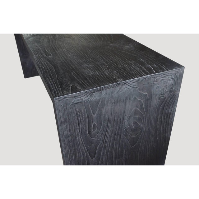 2010s Andrianna Shamaris Waterfall Triple Burnt Teak Wood Console For Sale - Image 5 of 5