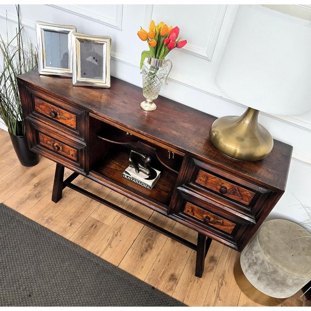 Wood Antique Italian Rustic Folk Art Carved Sideboard, 1890s For Sale - Image 7 of 12