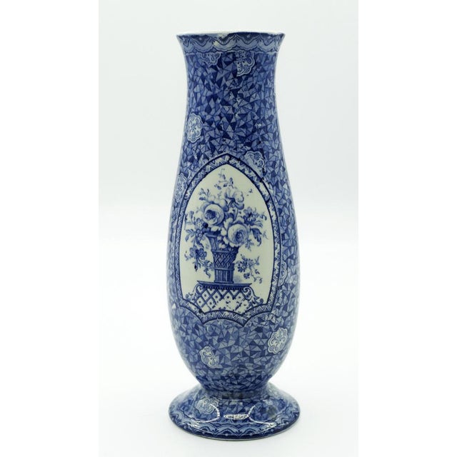 Blue Ceramic Vase by Franz Anton Mehlem, 1800s For Sale - Image 4 of 5