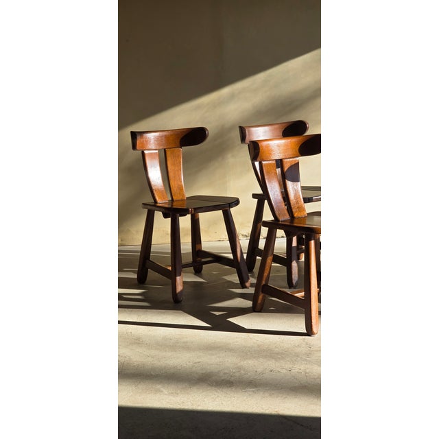 Wood Brutalist Oak Dining Chairs, 1960s, Set of 6 For Sale - Image 7 of 12
