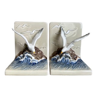 1950's Japan Otagiri Mercantile Hand Painted Seagull Bookends - a Pair For Sale