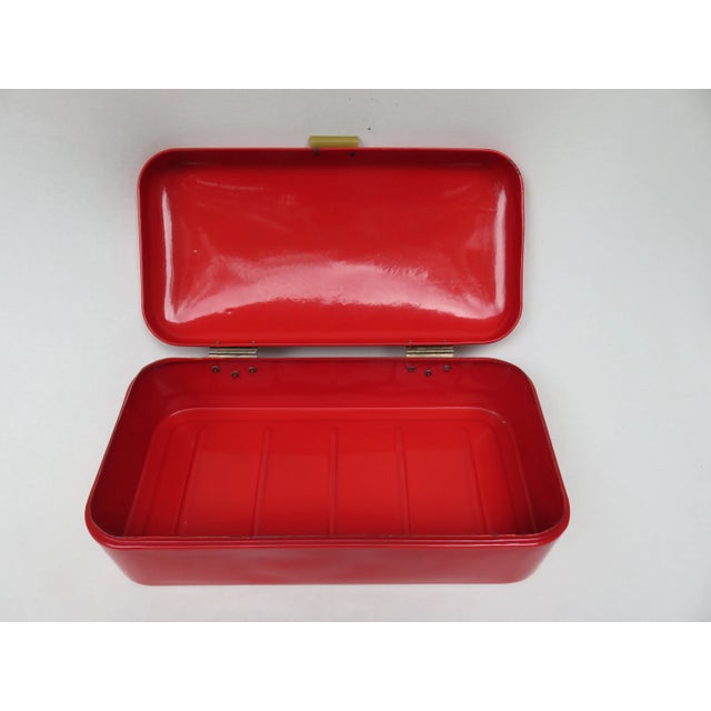 Enamelled Red Bread Box, 1940s For Sale - Image 6 of 12