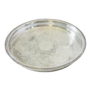 1960s Leonard Silverplate Large Round Gallery Tray For Sale