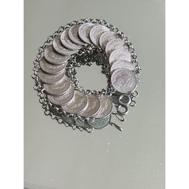 1970s Vintage Mid Century Dutch 1941 10 Cent Coin Style Bracelet For Sale - Image 5 of 16