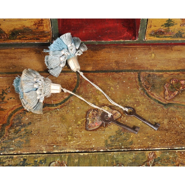 Olive 19th Century Venetian Lacquer Painted Secretary Bookcase Desk For Sale - Image 8 of 18