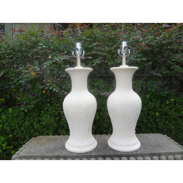 Pair of 1970s Hollywood Regency Plaster Lamps For Sale - Image 9 of 9