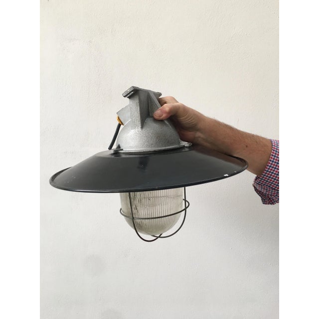 1970s Vintage Black Metal Lamps with Iron Frames, Set of 3 For Sale - Image 5 of 10