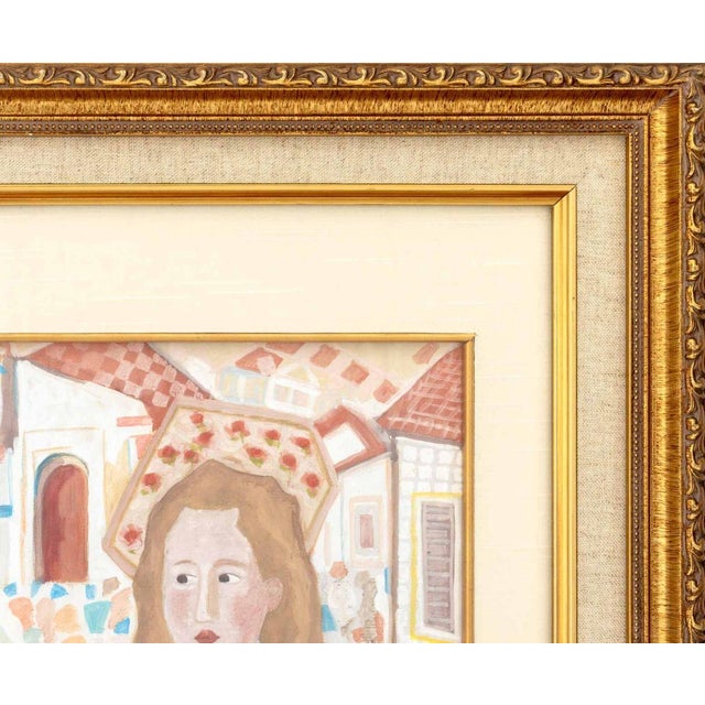 Mid 20th Century Bela Kadar Portrait of a Girl Gouache on Paper For Sale - Image 5 of 6