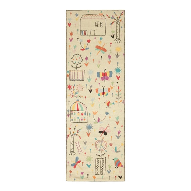 Rug & Kilim’s Suzani Style Kilim Runner Rug With Polychromatic Pictorials For Sale