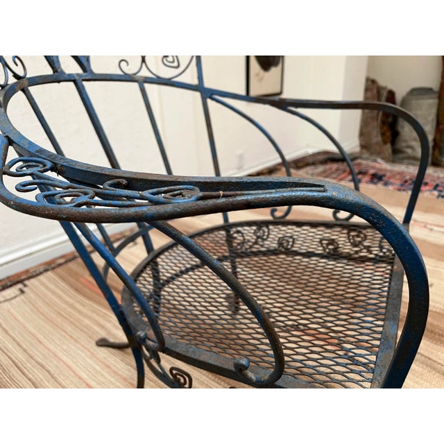 Cornflower Blue Mid Century Modern Iron Salterini Style Peacock Chair, Attributed For Sale - Image 8 of 10