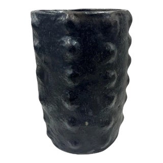 Sejnane Cylindrical Clay Bumpy Vessel - Dark Large For Sale