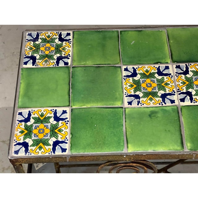 Vintage Wroought Iron Table W/ Mexican Tiles For Sale - Image 10 of 12