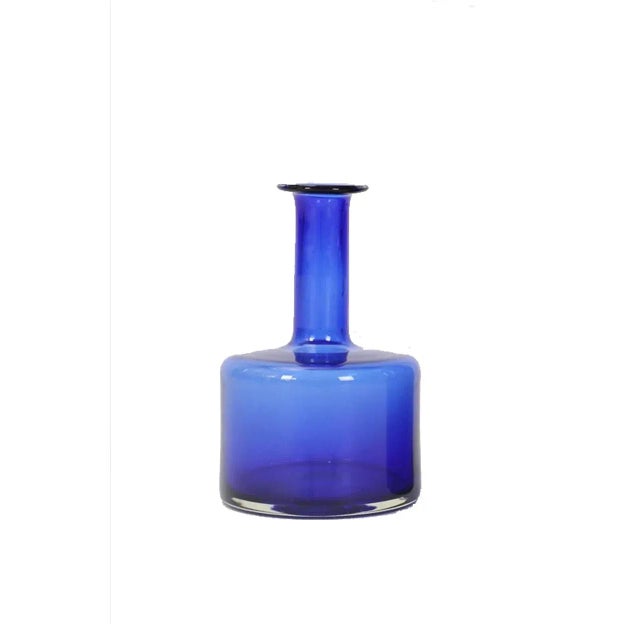 Handcrafted Blue Glass Vase by Otto Brauer for Holmegaard, 1960s For Sale - Image 6 of 6