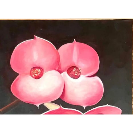 Vintage Boho OpSigned Original Oil Painting of Orchid Blooms For Sale - Image 11 of 13