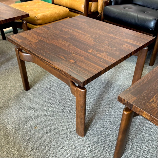 1970s Mid Century Modern Jens Risom Style Walnut and Laminate Floating Coffee/Side Table For Sale In New York - Image 6 of 8