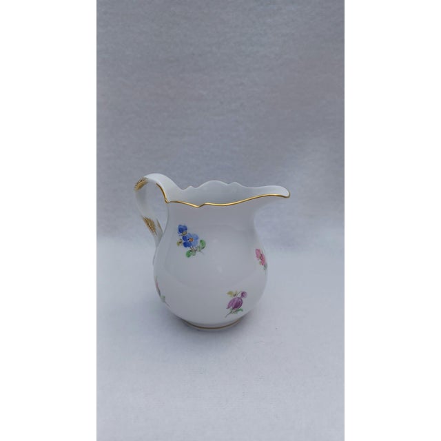 Blue Vintage Porcelain Miniature Creamer with Hand-Painted Floral Motifs from Meissen, 1960 For Sale - Image 8 of 8