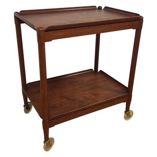 Danish Teak Folding Bar Cart For Sale