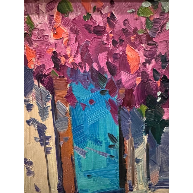 2022 Oil Post-Impressionist Jose Trujillo Original Flowered Doorway, Framed For Sale - Image 4 of 8