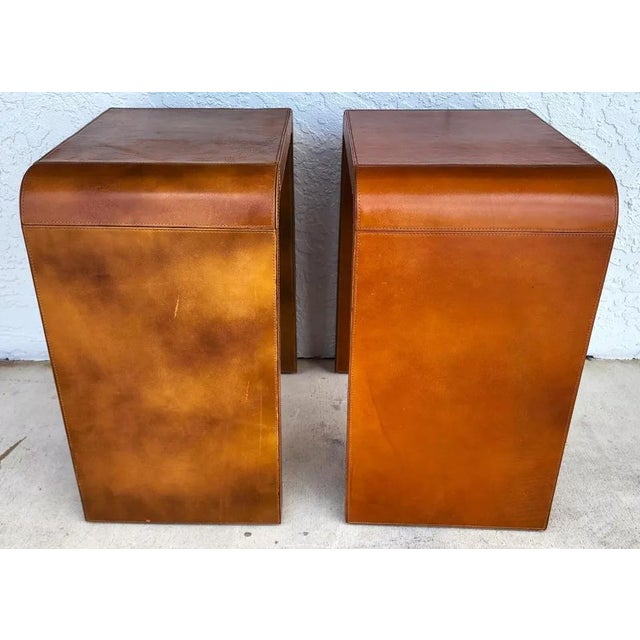 MCM Leather Side Tables Waterfall Pair For Sale - Image 4 of 11