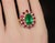 Mid-Century Modern Late 20th Century Gia Certified 11.39Ct Zambian Emerald, Ruby & Diamond 18k Gold Cocktail Ring, Size 6 For Sale - Image 3 of 13