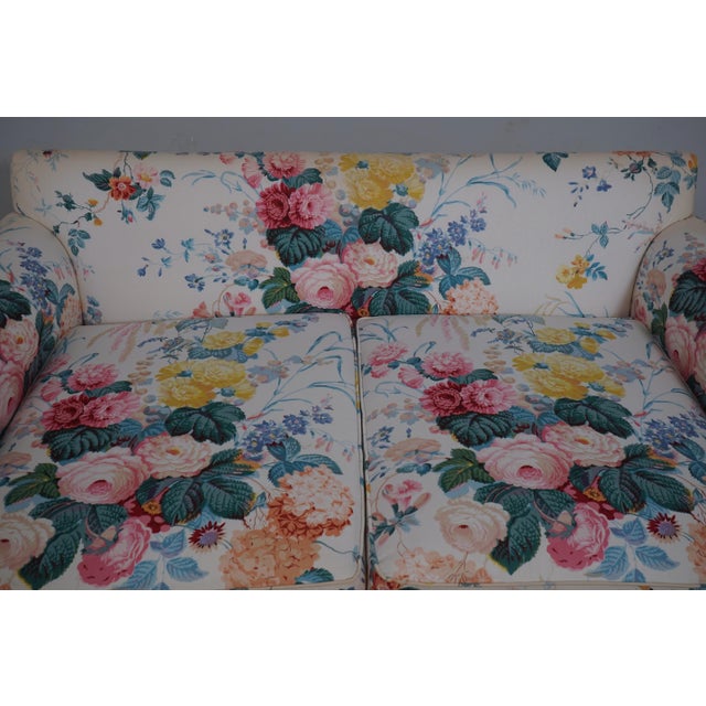 Henredon Henredon Floral Print Small Sofa Loveseat For Sale - Image 4 of 18