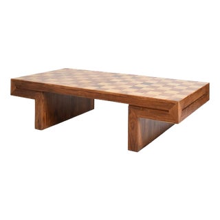 Vintage Chessboard Wooden Coffee Table, 1960s For Sale