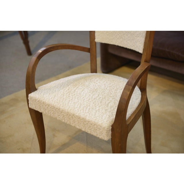 Brown Bridge Chairs in Walnut and Ecru Boucle Fabric, 1930s, Set of 2 For Sale - Image 8 of 13