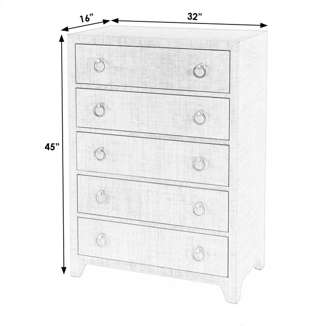 Traditional Bar Harbor 32 in. W Rectangular Raffia 5 Drawer Dresser, Natural Raffia For Sale - Image 3 of 9