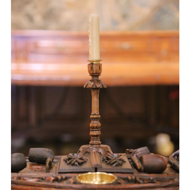 19th Century French Black Forest Carved Walnut Smoker’s Desk Set For Sale - Image 13 of 13