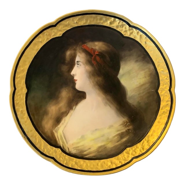 19th C Royal Vienna 11” Hand Painted Asti’s “Beauty” Portrait Charger Dated 1904 For Sale