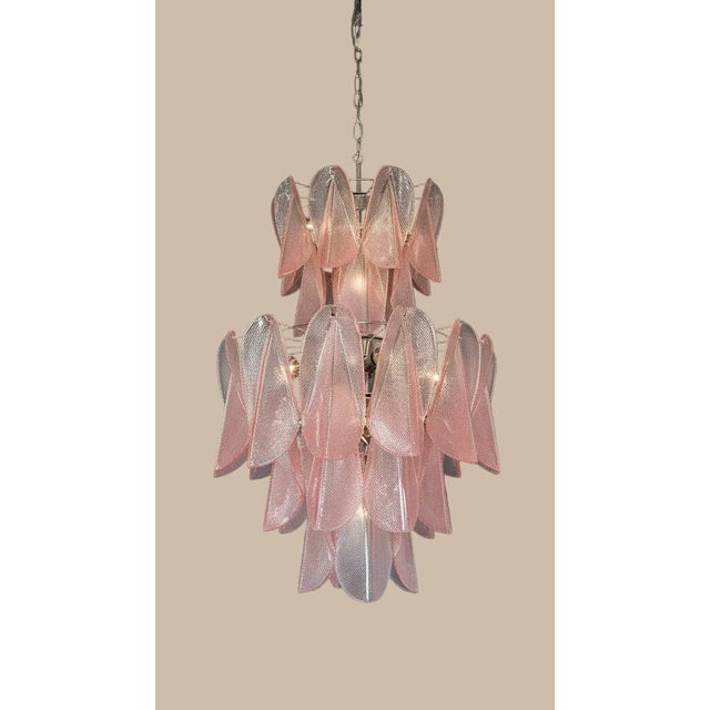 Mid-Century Modern Murano Pink Swallow /Rondine Chandelier | Custom Made Two-Tier Murano Glass Chandelier For Sale - Image 3 of 5