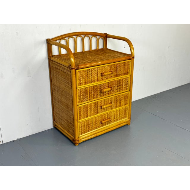 Wood Mid-Century Rattan Bamboo Chest of Drawers, 1960s For Sale - Image 7 of 7