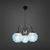 Bauhaus Art Deco 3-Armed Chandelier with Blue Glass Shades, Europe, 1930s For Sale - Image 3 of 11