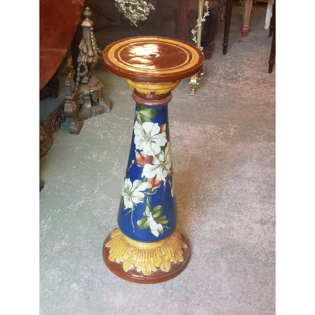 Blue Ceramic Planter and Stand, Set of 2 For Sale - Image 9 of 12