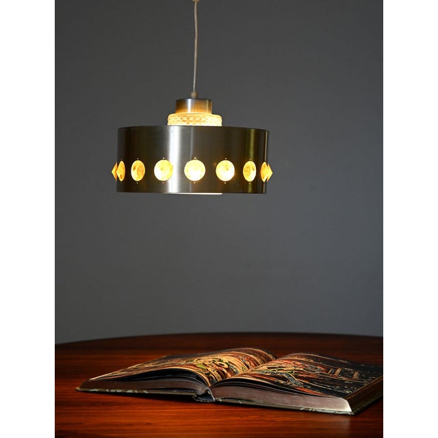 Ceiling Lamp with Metal and Glass, 1960s For Sale - Image 6 of 6