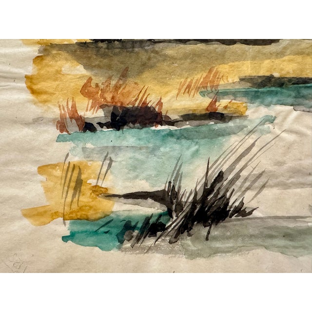 Henry Emil Salloch Original Watercolor on Paper Vibrant, Natural Wetland, 1971. For Sale - Image 4 of 8