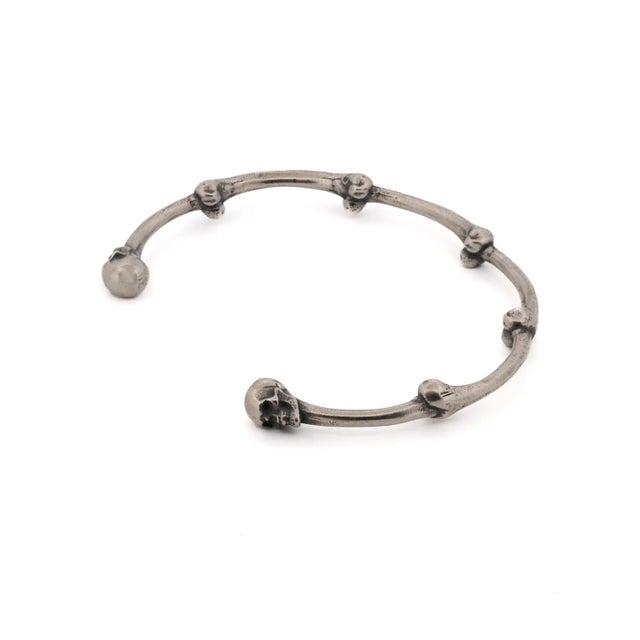 Contemporary Unique Skull Sterling Silver Cuff Bracelet For Sale - Image 3 of 8