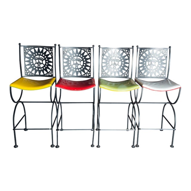 Mid Century Arthur Umanoff Mayan Sun Bar Stools For Sale