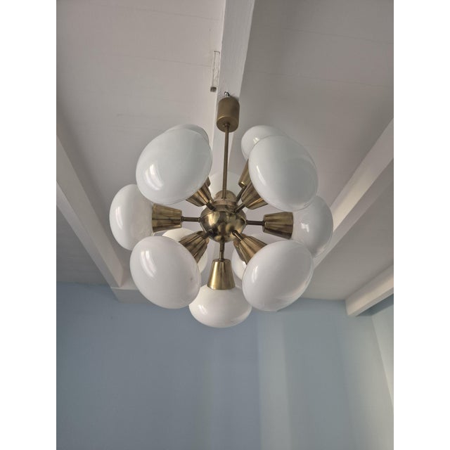 Mid-Century Sputnik Chandelier in Brass and Glass from Kamenický Šenov, Czech, 1960s For Sale - Image 6 of 10