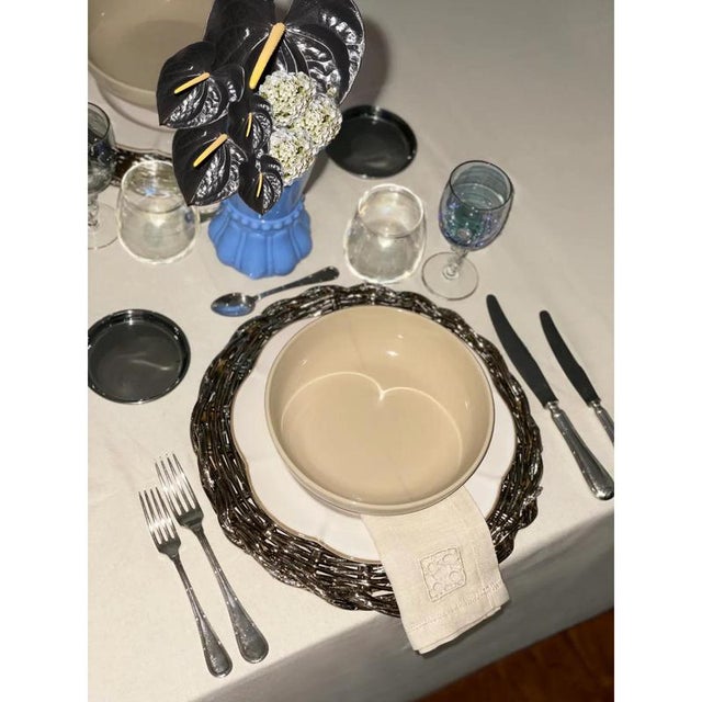 EL 03 Placemat in Metal-Plated Hand-Woven Wicker by Caspal For Sale - Image 4 of 6