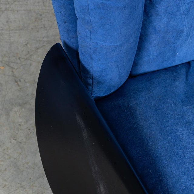 20th Century Italian Blue Alcantara Leather Reclining Armchairs from Cinova,1980s, Set of 2 For Sale - Image 11 of 18