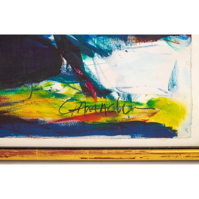 Late 20th Century Large Late 20th Century Abstract Expressionist Still Life Painting – Vase With Roses & Fruit, Signed For Sale - Image 5 of 11