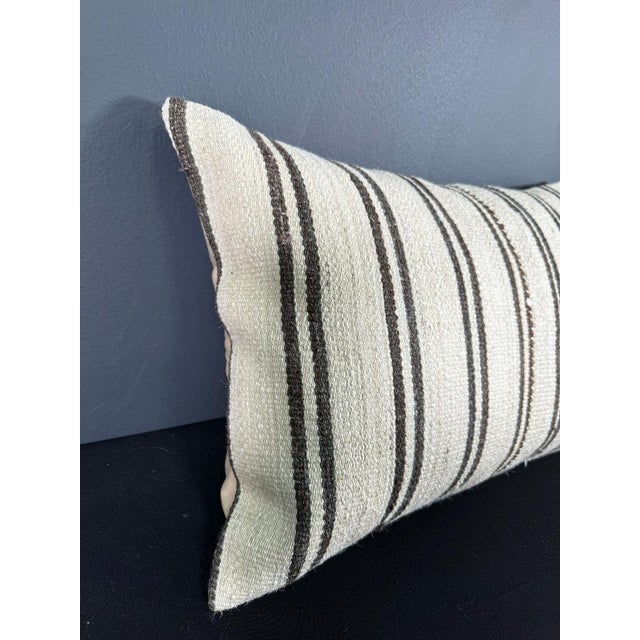 Contemporary Turkish Hemp Pillow Cushion Natural Beige Dark Brown Pillow Cushion Cover 16 "x 24" For Sale - Image 3 of 4