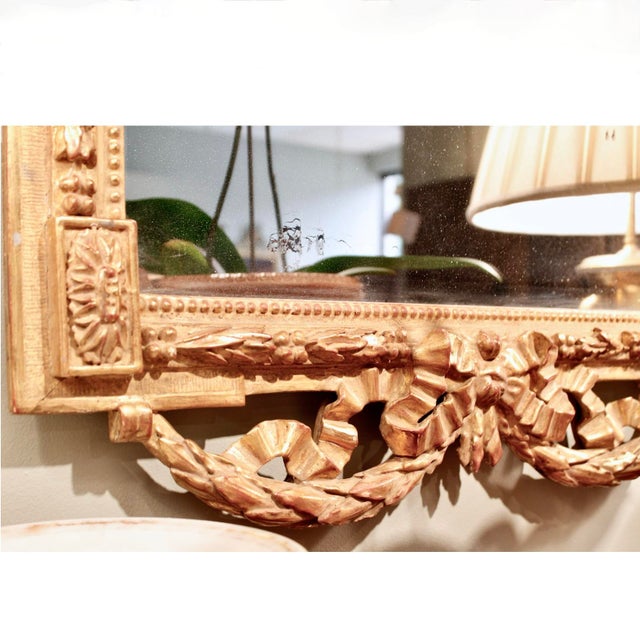 Gold Tall Italian Neoclassical Period Gilt Wood Mirror With Urn Crest For Sale - Image 8 of 12