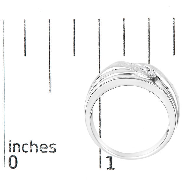 Metal Men's .925 Sterling Silver 1/2 Cttw Diamond Channel Set 3-Stone Band Ring - Ring Size 11 For Sale - Image 7 of 7